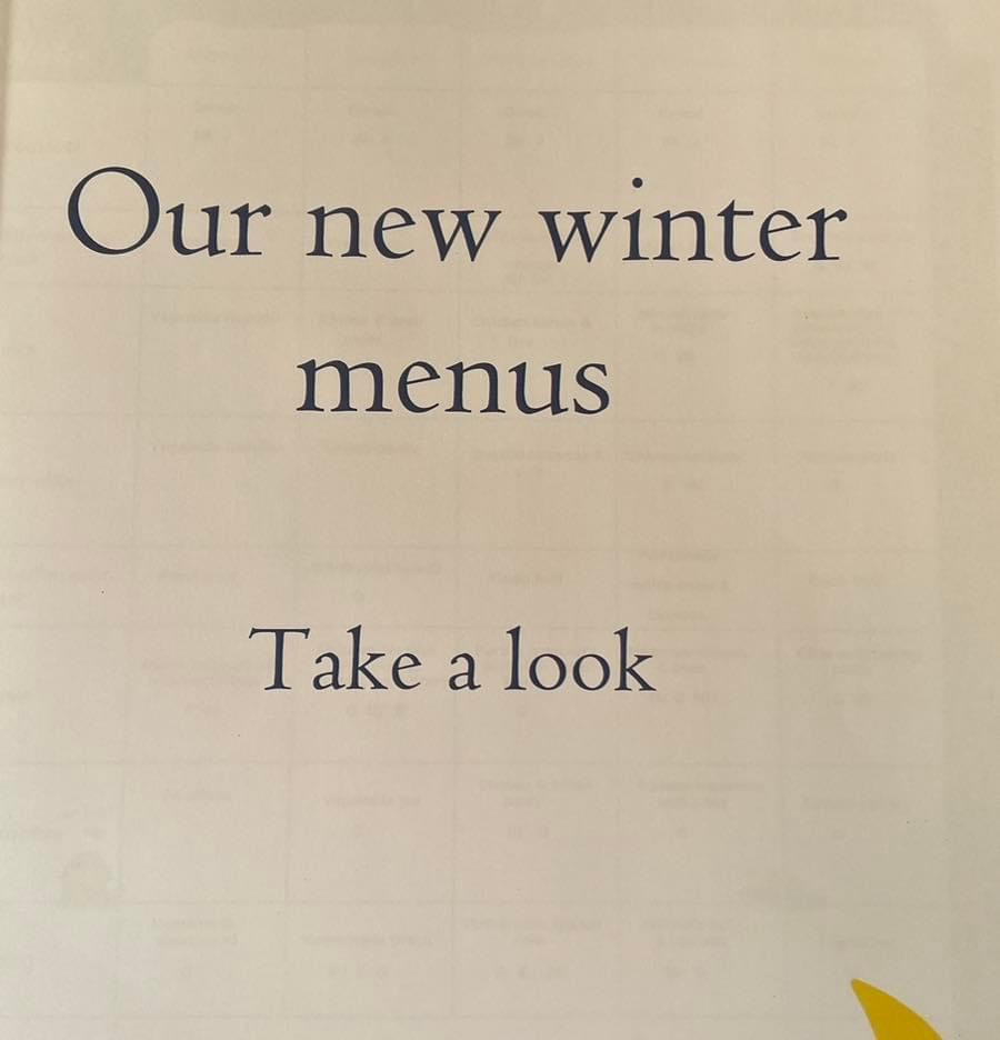 Our new Winter Menus